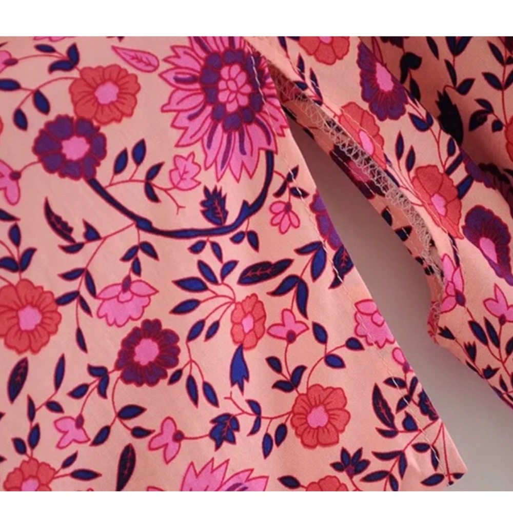 Cotton Floral Boho Kimono NEW Pink Purple - Picture 10 of 11